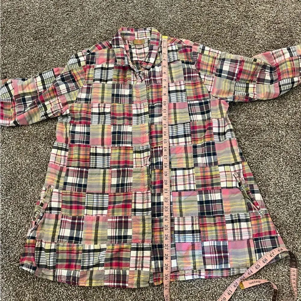 Tulip Patchwork Multicolored Button Front Top Medium - Picture 11 of 11